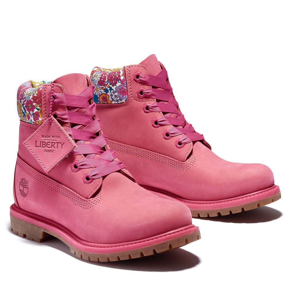 Bocanci 6-Inch Timberland Dama Roz - Premium Waterproof Made With Liberty Fabric - Romania - XWDBLZ9